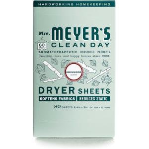 imageMRS MEYERS CLEAN DAY Dryer Sheets Fabric Softener Reduces Static Infused with Essential Oils Basil 80 Count1 Count Pack of 80