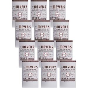 imageMRS MEYERS CLEAN DAY Dryer Sheets Fabric Softener Reduces Static Infused with Essential Oils Basil 80 Count80 Count Pack of 12