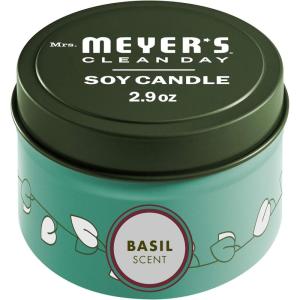 imageMRS MEYERS CLEAN DAY Soy Tin Candle 12 Hour Burn Time Made with Soy Wax and Essential Oils Lavender 29 OzBasil