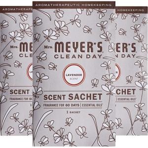 imageMRS MEYERS CLEAN DAY Air Freshener Sachets Fragrance for your Locker Car Closet and Gym Bag Lemon Verbena Pack of 3Lavender