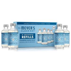 imageMrs MEYERS CLEAN DAY Foaming Hand Soap Dispenser ampamp Concentrate Starter Kit1 Glass Dispenser 10 Fl Oz ampamp 2 Concentrated Refills 2 FlOz eachRain Water Makes 20 Fl Oz of Foaming Soap Total2 Fl Oz Pack of 4