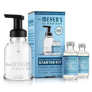 imageMrs MEYERS CLEAN DAY Foaming Hand Soap Dispenser ampamp Concentrate Starter Kit1 Glass Dispenser 10 Fl Oz ampamp 2 Concentrated Refills 2 FlOz eachRain Water Makes 20 Fl Oz of Foaming Soap Total025 Fl Oz Pack of 4