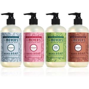 imageMrs MEYERS CLEAN DAY Holiday Hand Soap Set includes Peppermint Iowa Pine Snowdrop Gingerbread